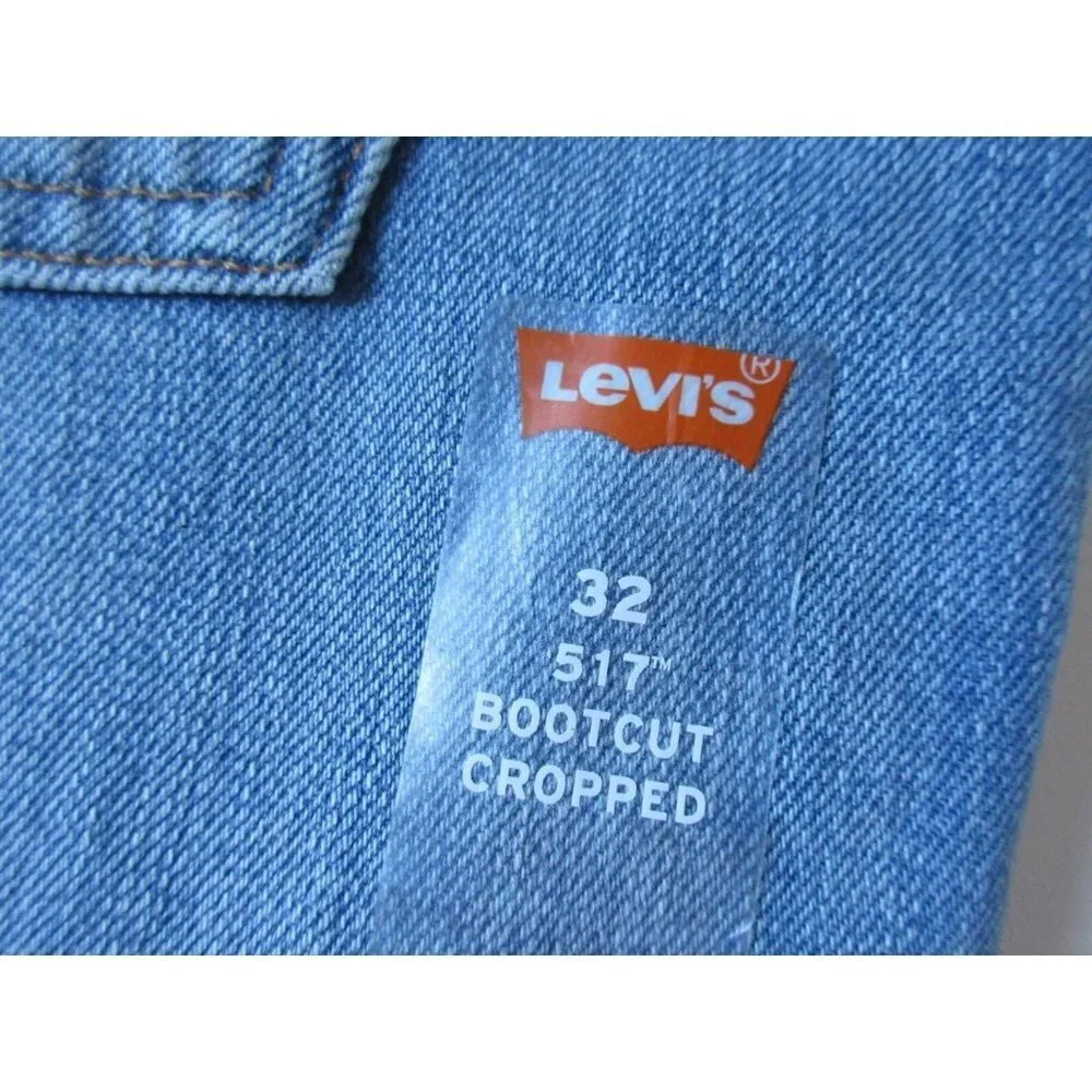 NWT Levi's 517 Bootcut Cropped in Mind Eraser Destroyed Ripped Jeans 32 $198 - Picture 5 of 7